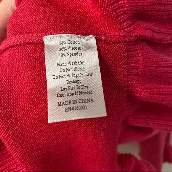 S’Edge Pink Pom Pom‎ Ruffle Hems Sweater Size Large - Picture 7 of 8